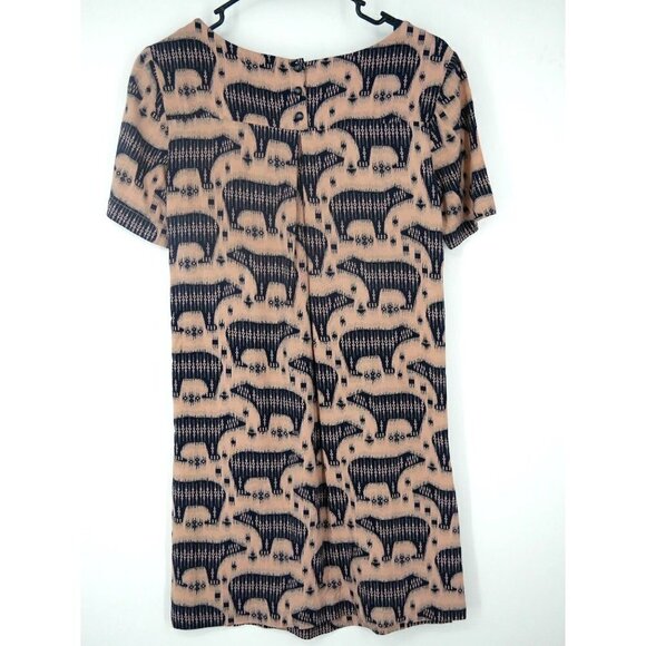 NEW Maeve Bear Print Tunic Dress Beige Black 0 - Picture 5 of 7